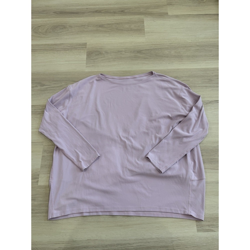 Lululemon Back In Action Shirt Womens 12 Long Sleeve Pima Cotton Light Pink